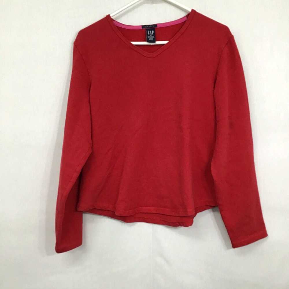 Gap Gap Womens Red Stretch Long Sleeves V Neck Fl… - image 1