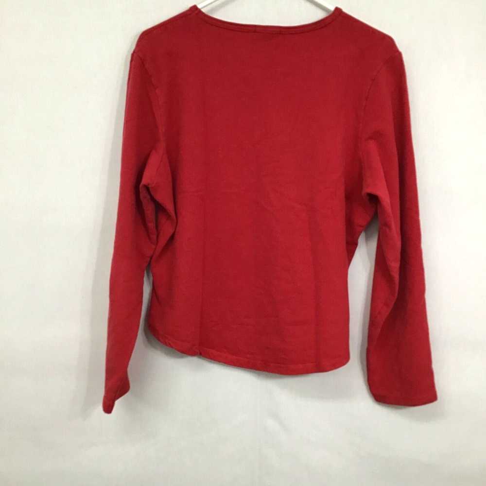 Gap Gap Womens Red Stretch Long Sleeves V Neck Fl… - image 2