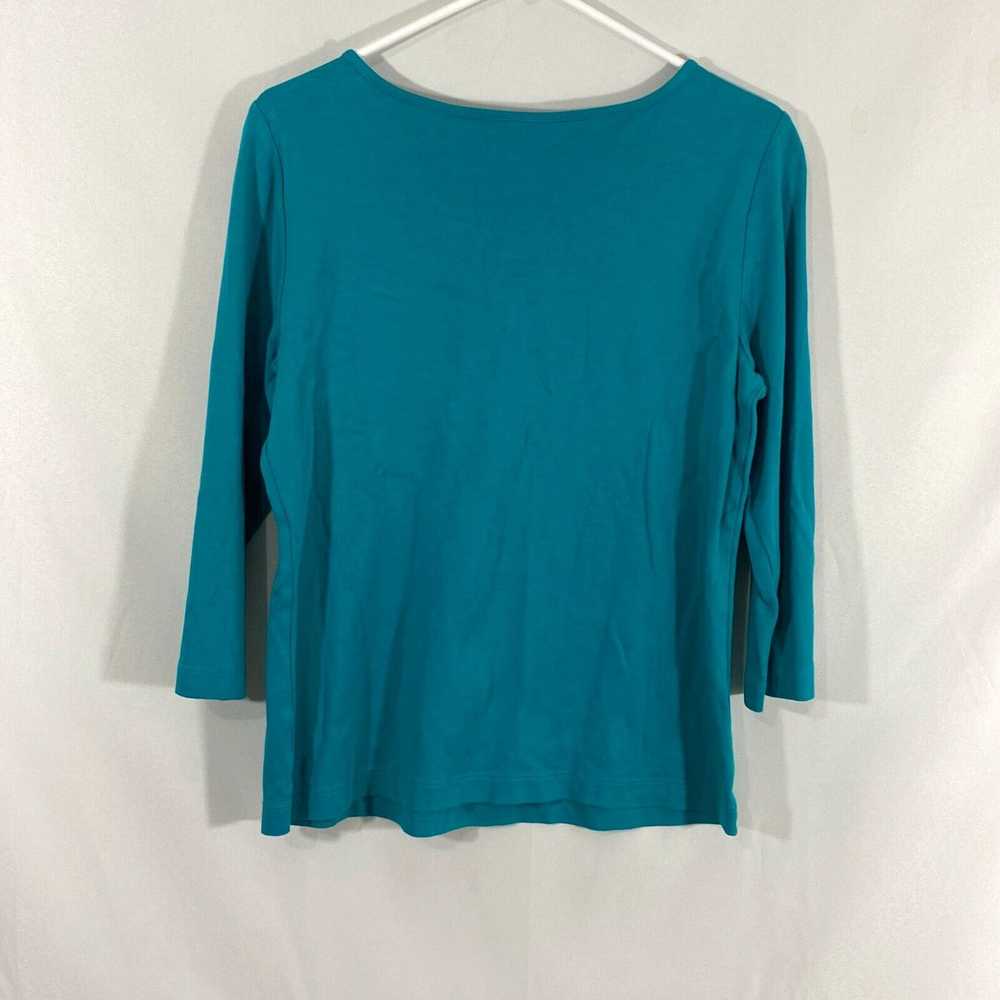 Vintage Kim Rogers Womens Blue 3/4 Sleeves Round … - image 2