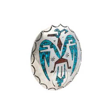 Navajo Vtg ペヨーテバードチップインレイ SterlingSilver Navajo Vtg ペヨーテバードチップインレイ SterlingSilver