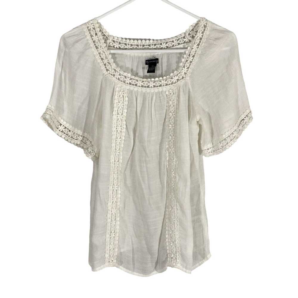 Vintage New Directions Womens White Square Neck S… - image 1