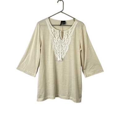 Vintage New Directions Womens Beige Round Neck 3/… - image 1