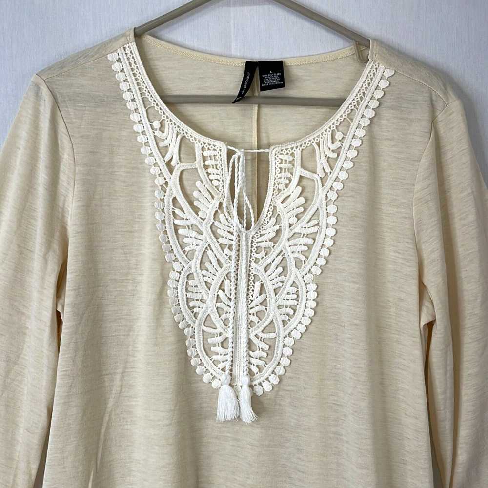 Vintage New Directions Womens Beige Round Neck 3/… - image 3