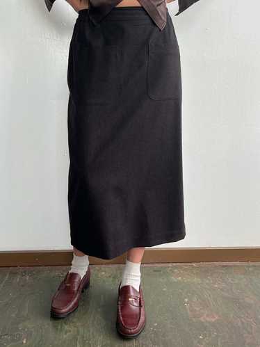 Vintage Wool Pocket Skirt - Coffee Bean