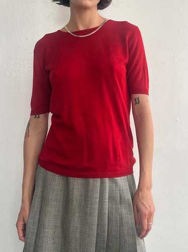 Silk Knit Tee - Cherry