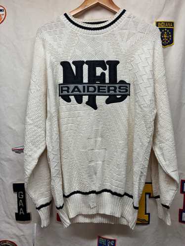 Vintage Oakland Raiders Cable Knit NFL Cream 90's 