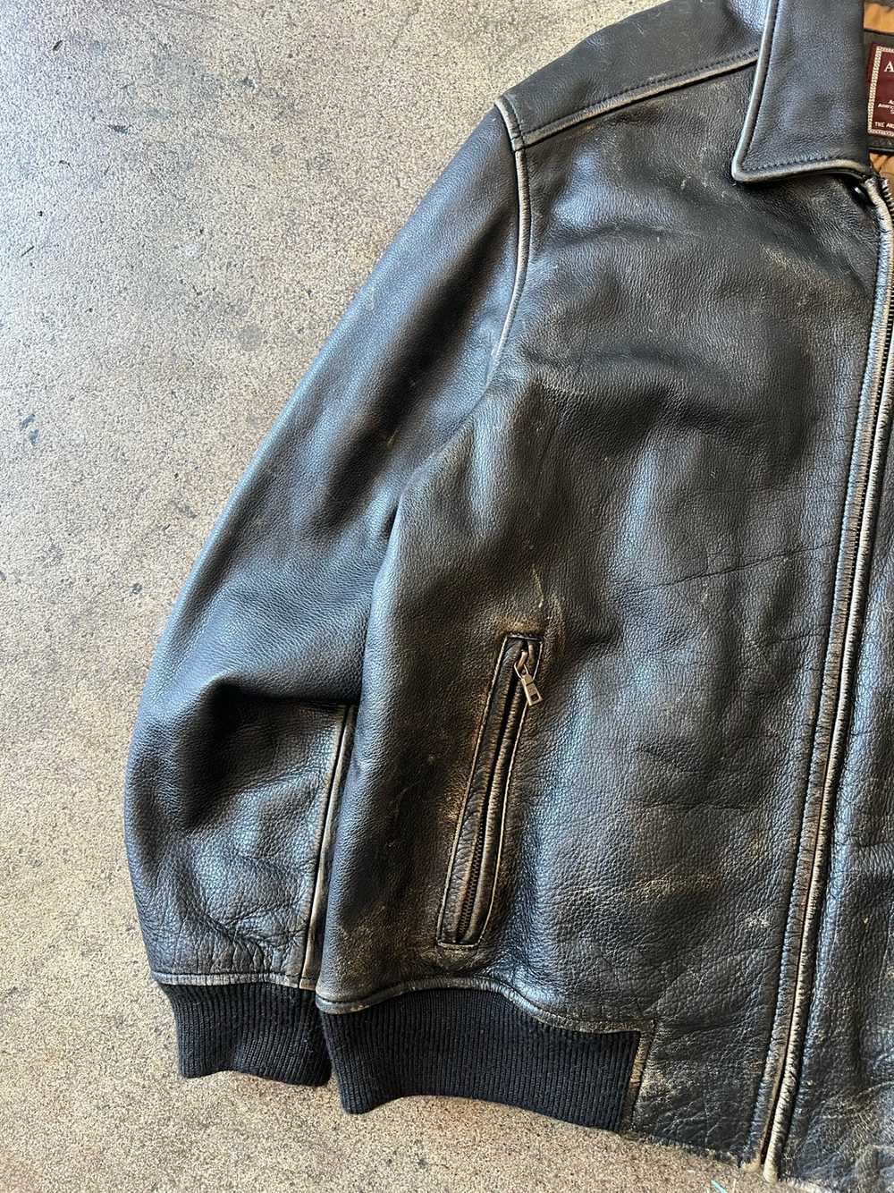 1990s Andrew Marc Distressed Black Leather Jacket - image 5