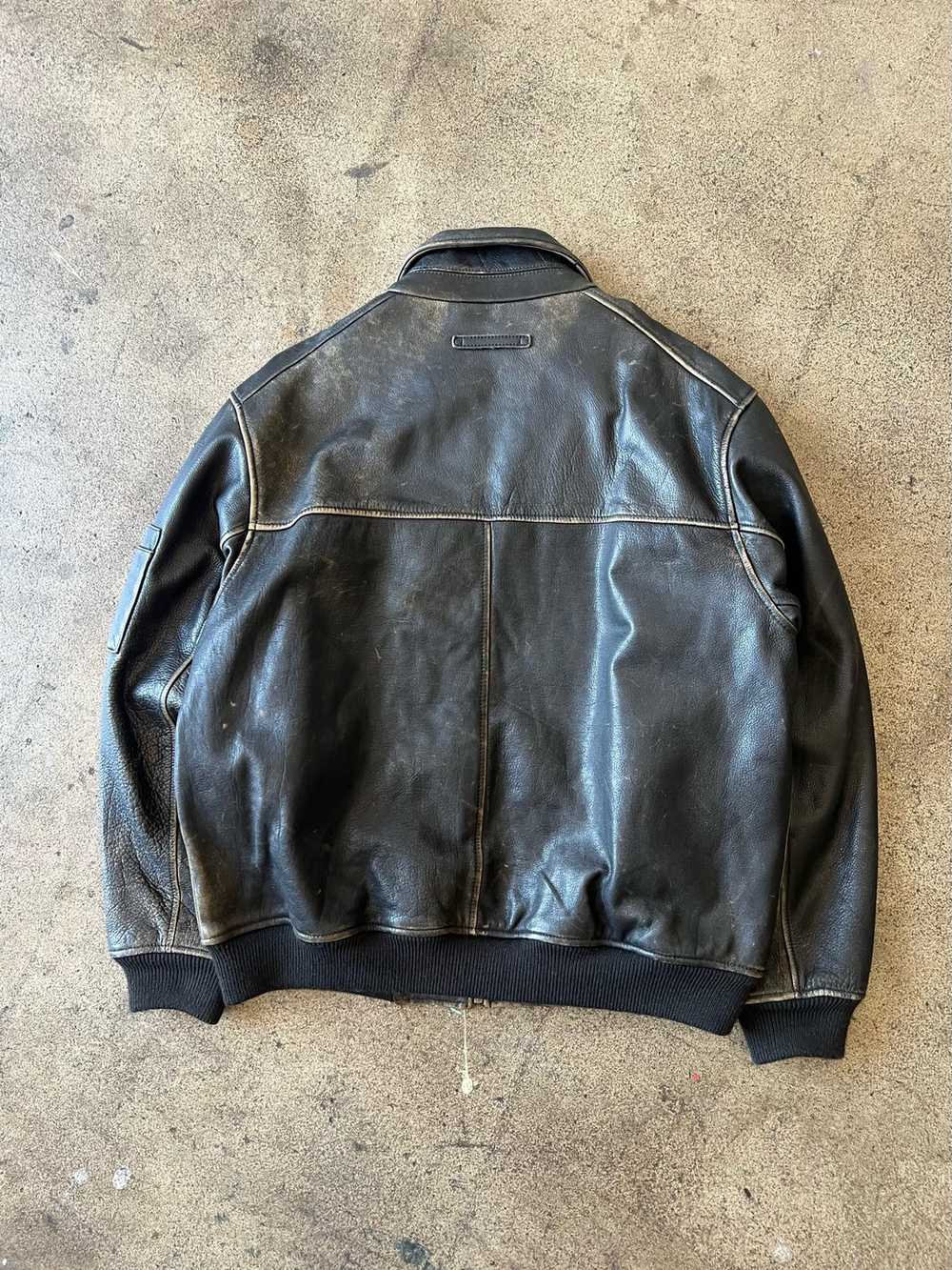 1990s Andrew Marc Distressed Black Leather Jacket - image 6