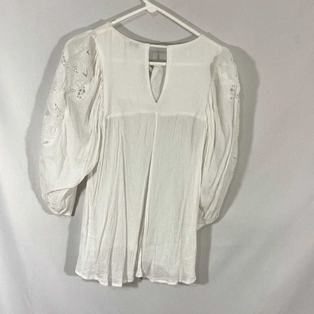 Vintage Crown & Ivy Womens White Round Neck Ballo… - image 2