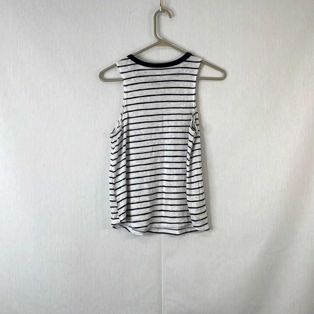 Vintage So Womens White Striped Round Neck Knitte… - image 2