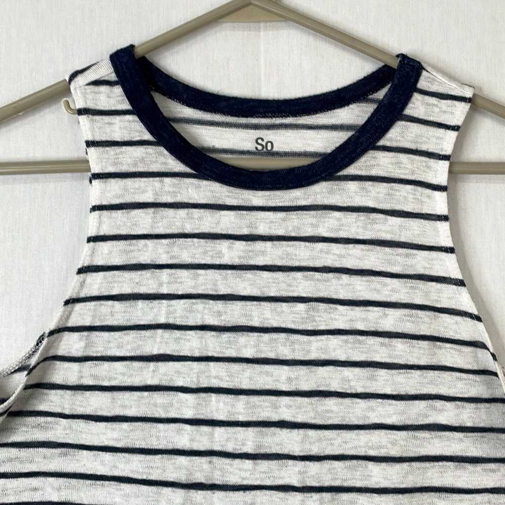 Vintage So Womens White Striped Round Neck Knitte… - image 3