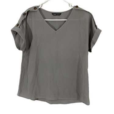 Shein Shein Womens Gray Short Sleeves V Neck Casu… - image 1