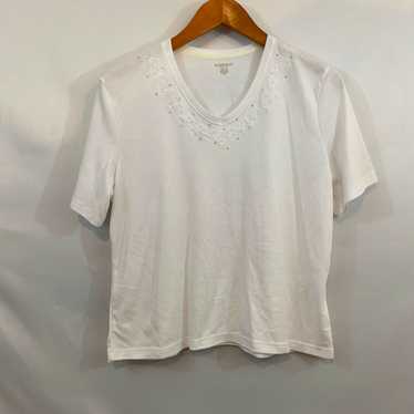 Vintage Allison Daley Womens White Short Sleeve V… - image 1