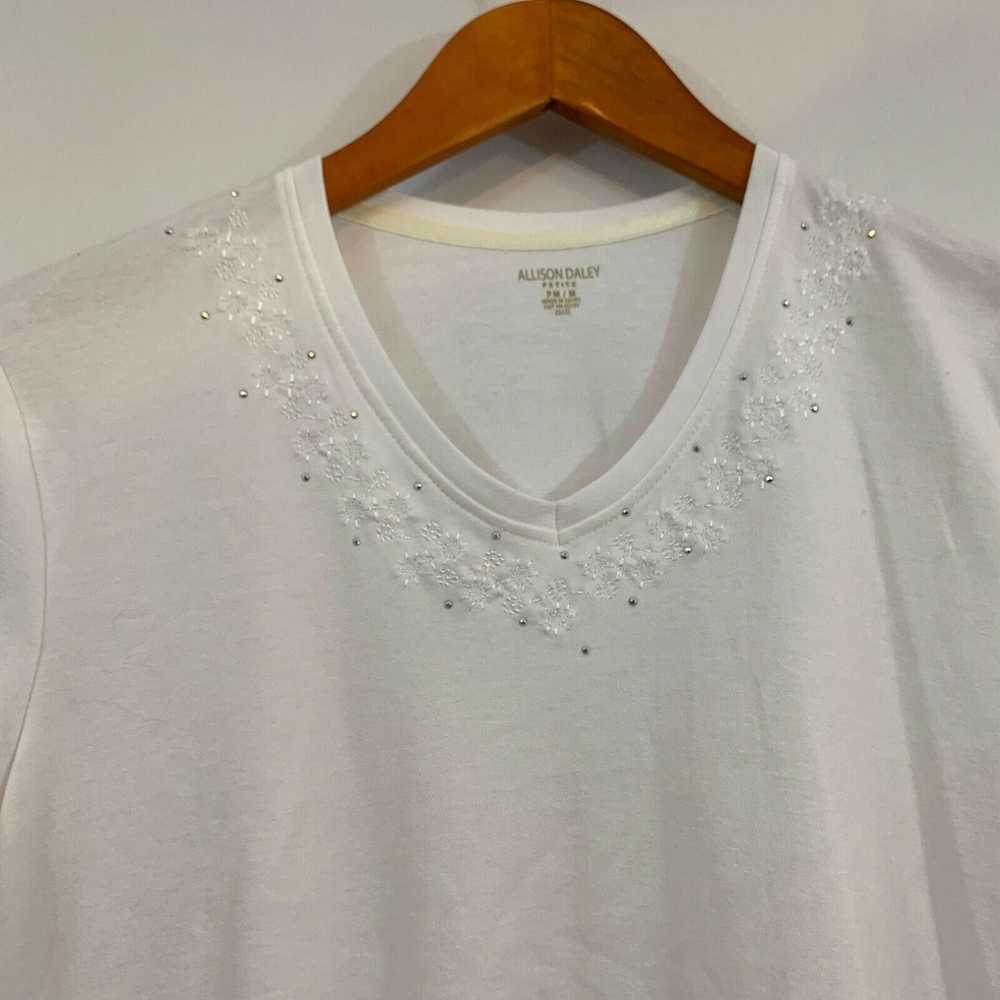 Vintage Allison Daley Womens White Short Sleeve V… - image 3