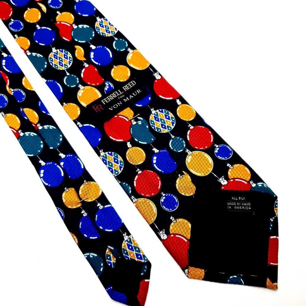 Vintage Ferrell Reed Silk Tie Christmas Multi-Col… - image 3