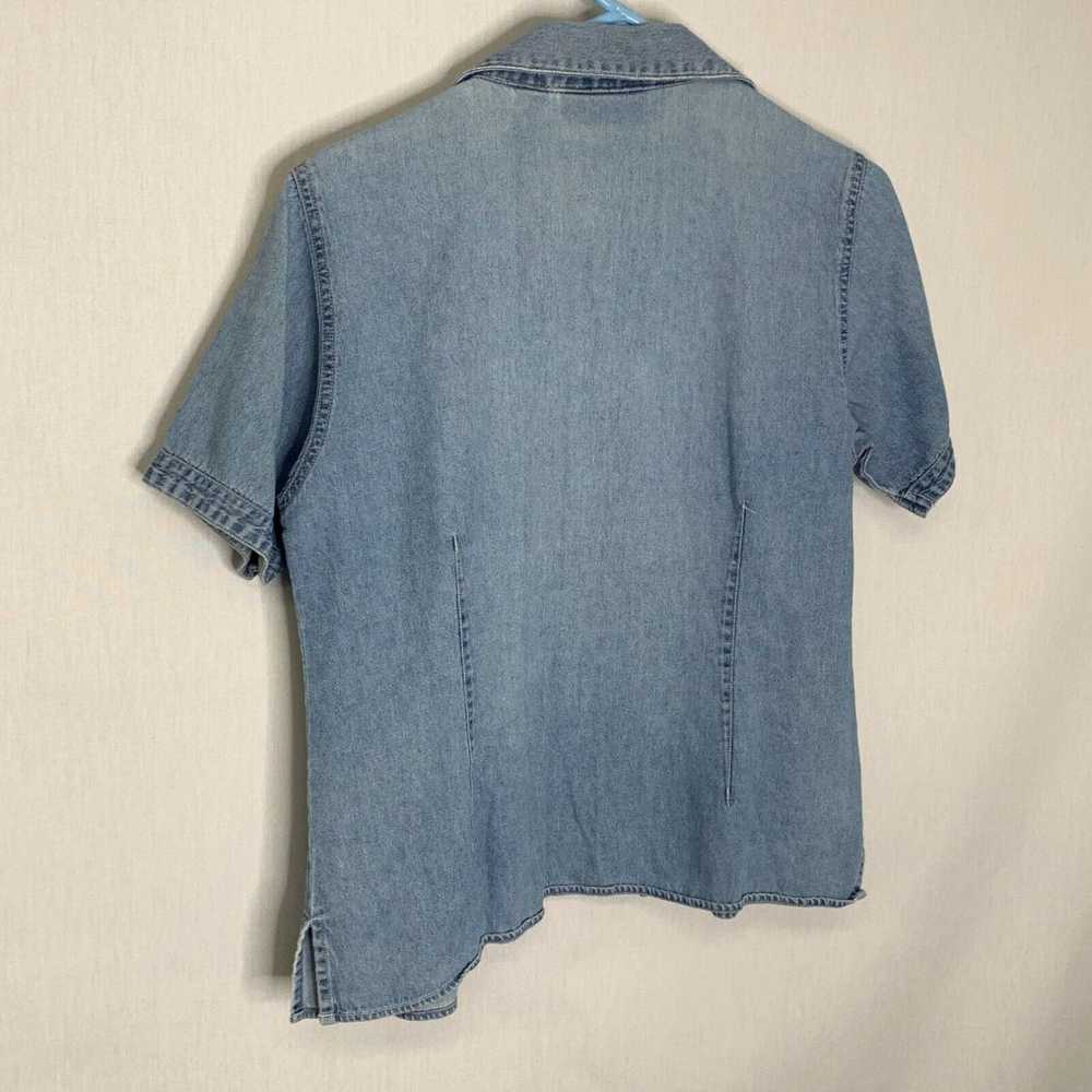 Vintage Mountain Lake Womens Blue Denim Cotton Sh… - image 2