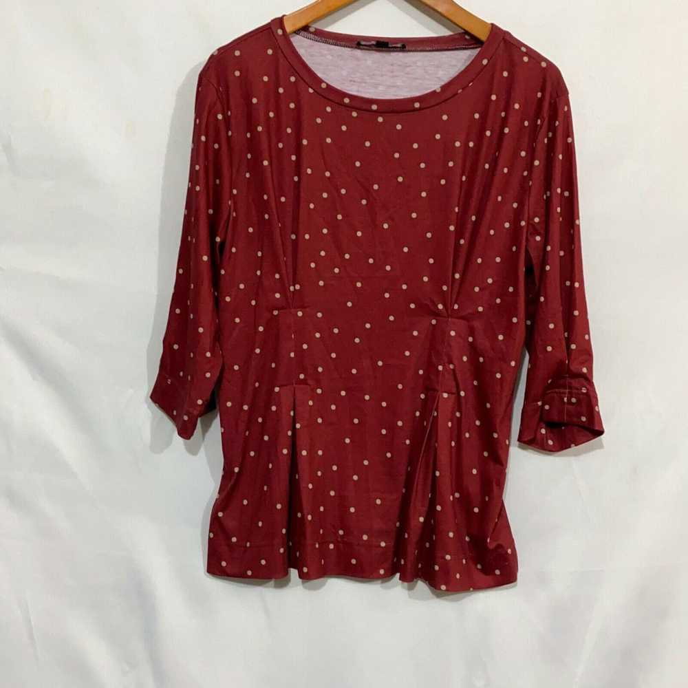 Vintage Suzanne Betro Womens Burgundy Polka Dot Q… - image 1