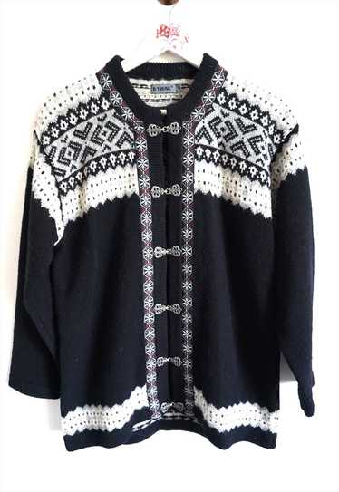 Vintage Norwegian Sweater Jumper Cardigan Wool Pul