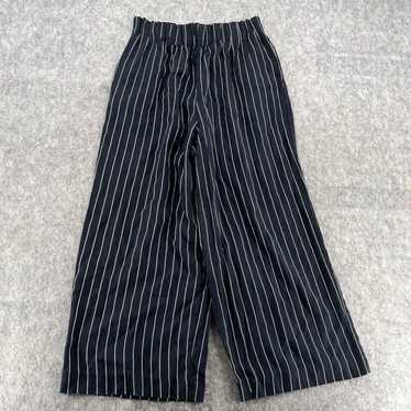 Zara Zara Womens Blue Striped Wide Leg Flare Crop… - image 1