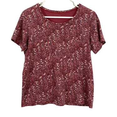 Vintage Womens Maroon Round Neck Short Sleeves Ca… - image 1