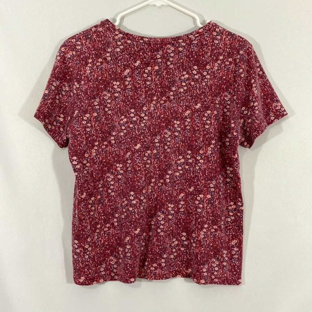 Vintage Womens Maroon Round Neck Short Sleeves Ca… - image 2