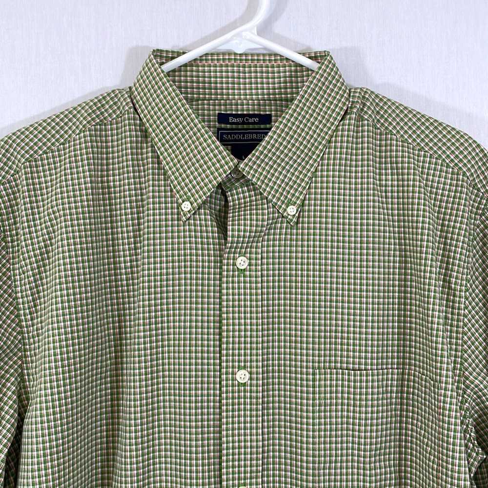 Vintage Saddlebred Mens Green Plaid Short Sleeve … - image 3