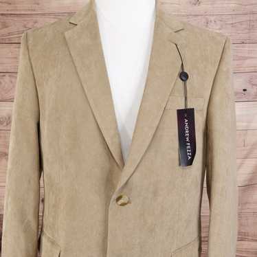 Vintage NWT ANDREW FEZZA TAN BEIGE POLYESTER BLAZ… - image 1