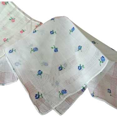 SWEET and Pretty Pair of Vintage Hankies, Blue an… - image 1