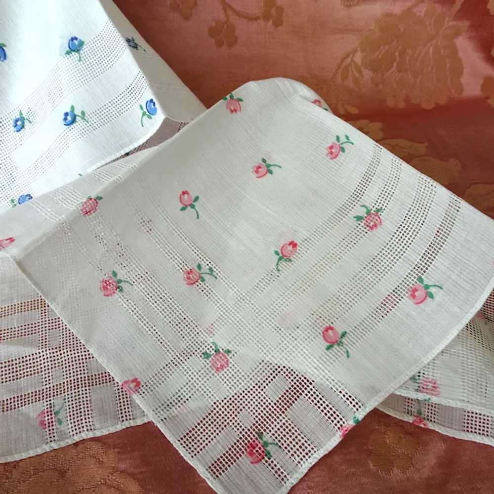 SWEET and Pretty Pair of Vintage Hankies, Blue an… - image 3