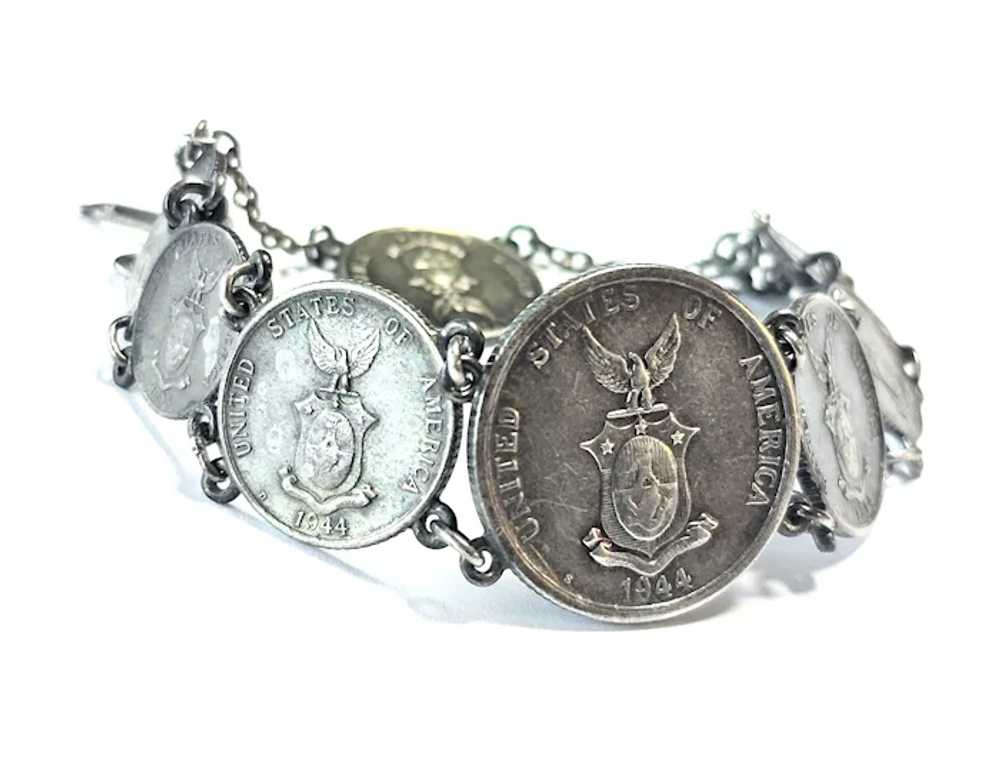 1940s Philippine Silver Coin Bracelet Sterling Li… - image 3