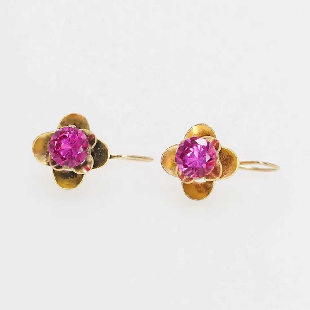 Antique 1910s Edwardian 1.92ct Lab Pink Sapphire … - image 5