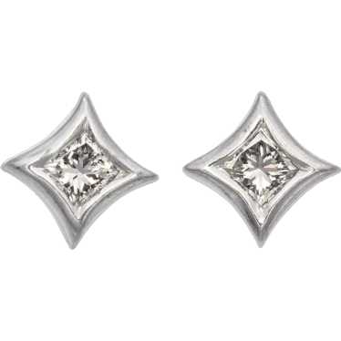 14K White Gold Kite Diamond Stud Earrings