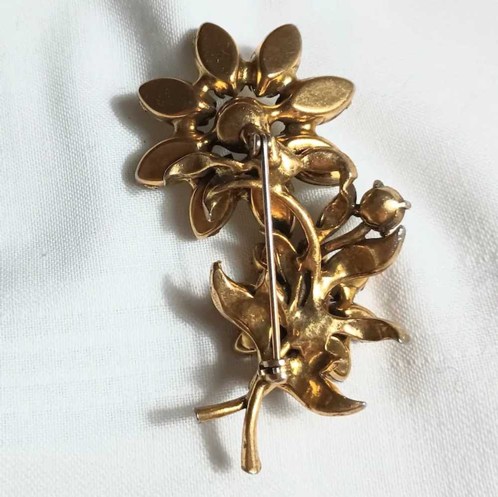 Rhinestone flowers pin yellow and honey amber col… - image 3