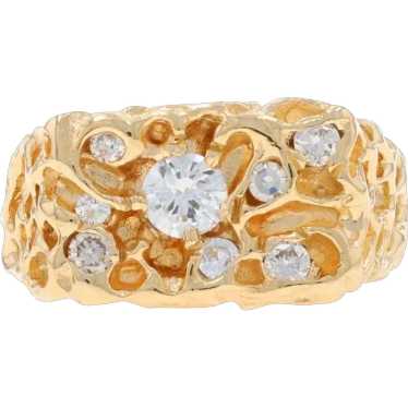 Yellow Gold Diamond Men's Ring - 14k Round .88ctw 