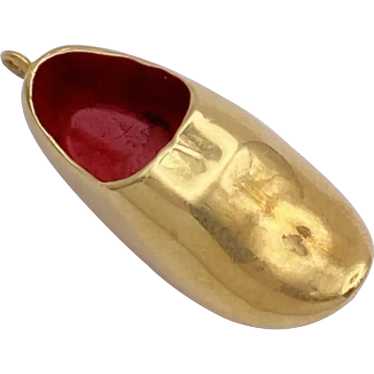 Wooden Shoe Vintage Charm 14K Gold Three-Dimensio… - image 1