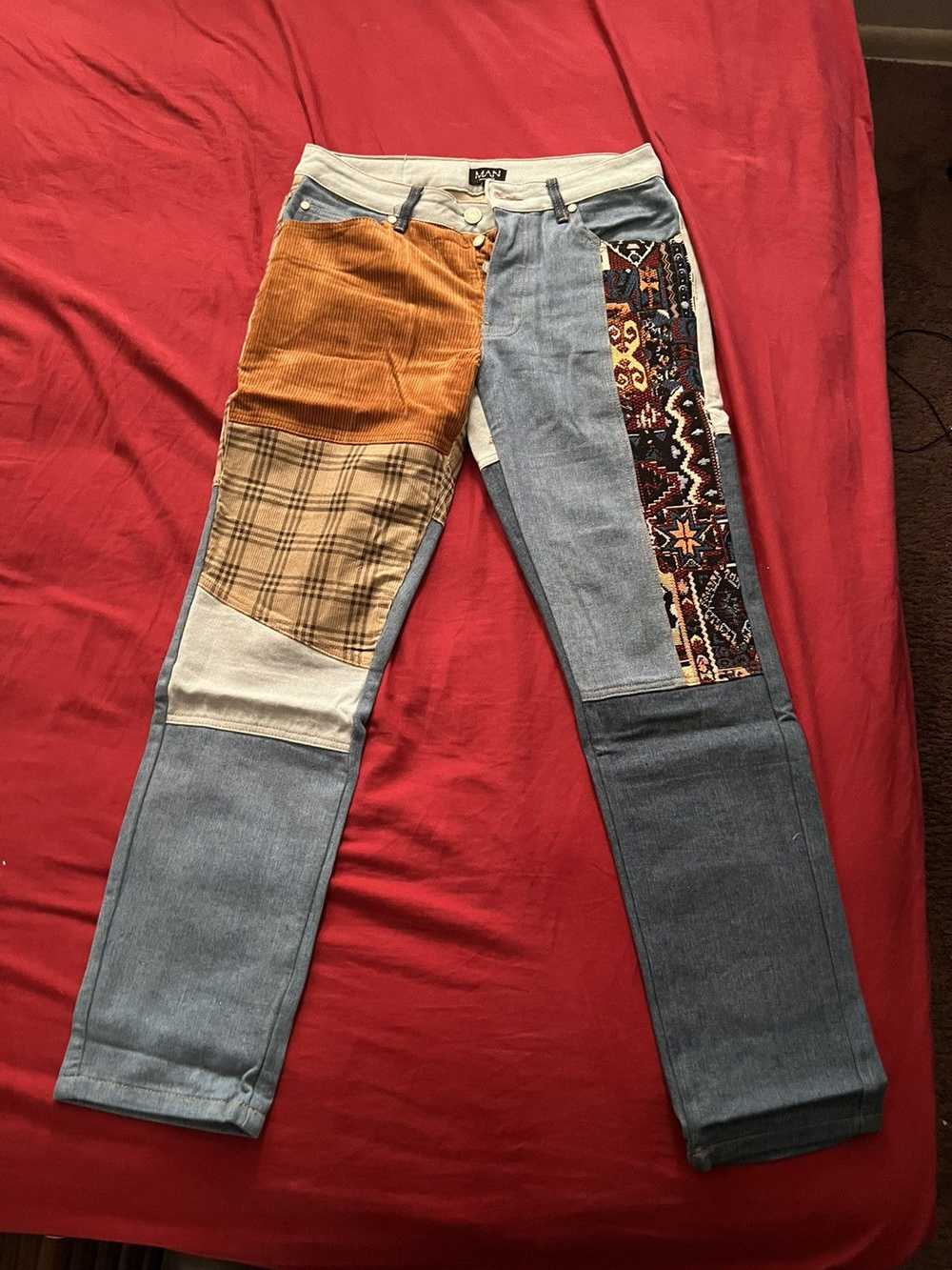 Custom Straight Leg Rigid Patchwork Jeans - image 1