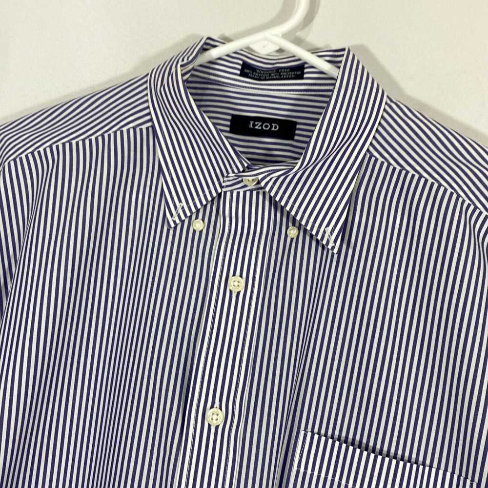 Izod Izod Mens Blue Striped Regular Fit Wrinkle F… - image 3