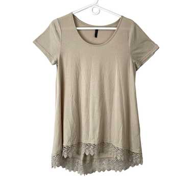 Vintage Massini Womens Beige Round Neck Short Slee