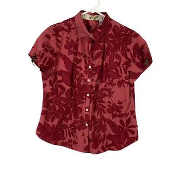 Izod Izod Womens Red Floral Short Sleeve Spread C… - image 1