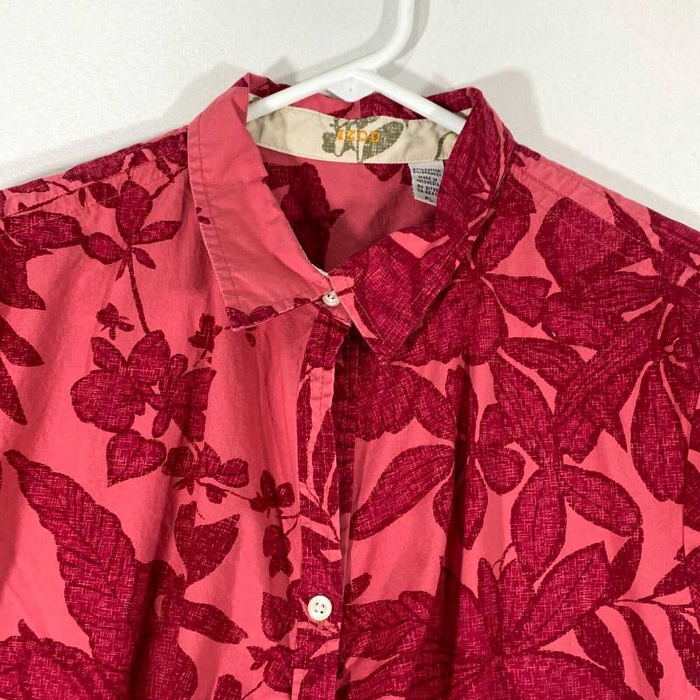 Izod Izod Womens Red Floral Short Sleeve Spread C… - image 3