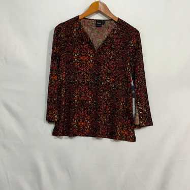 Vintage Rafaella Womens Maroon Printed Long Sleev… - image 1