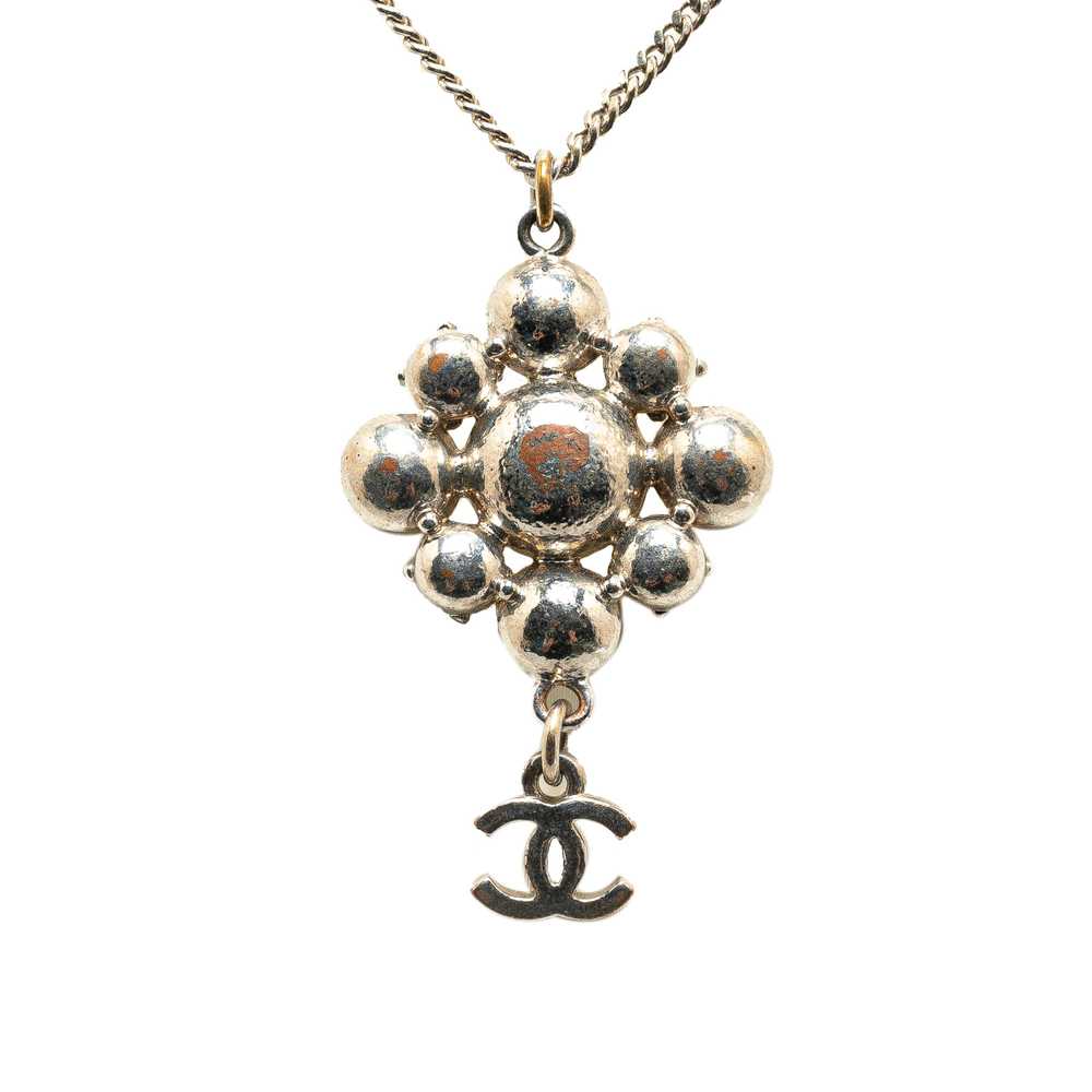 Silver Chanel Palladium Plated CC Crystal Pendant… - image 3