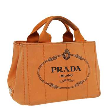 Prada PRADA Canapa PM Hand Bag Canvas Orange Auth 