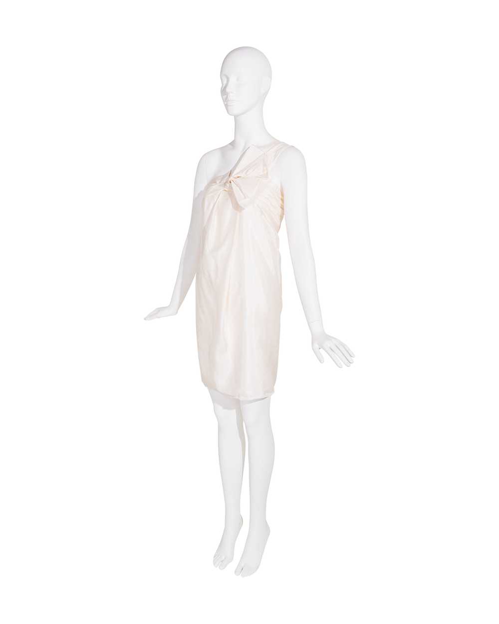 c. 2007 Ivory Asymmetrical Pleated Mini Dress - image 3