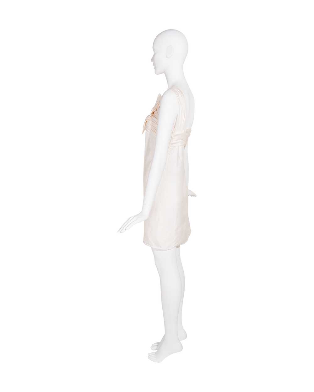 c. 2007 Ivory Asymmetrical Pleated Mini Dress - image 4