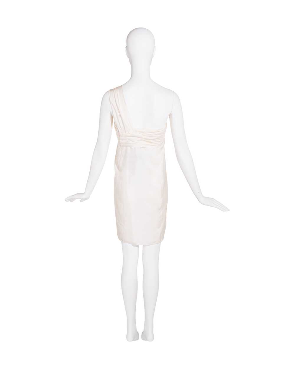 c. 2007 Ivory Asymmetrical Pleated Mini Dress - image 5