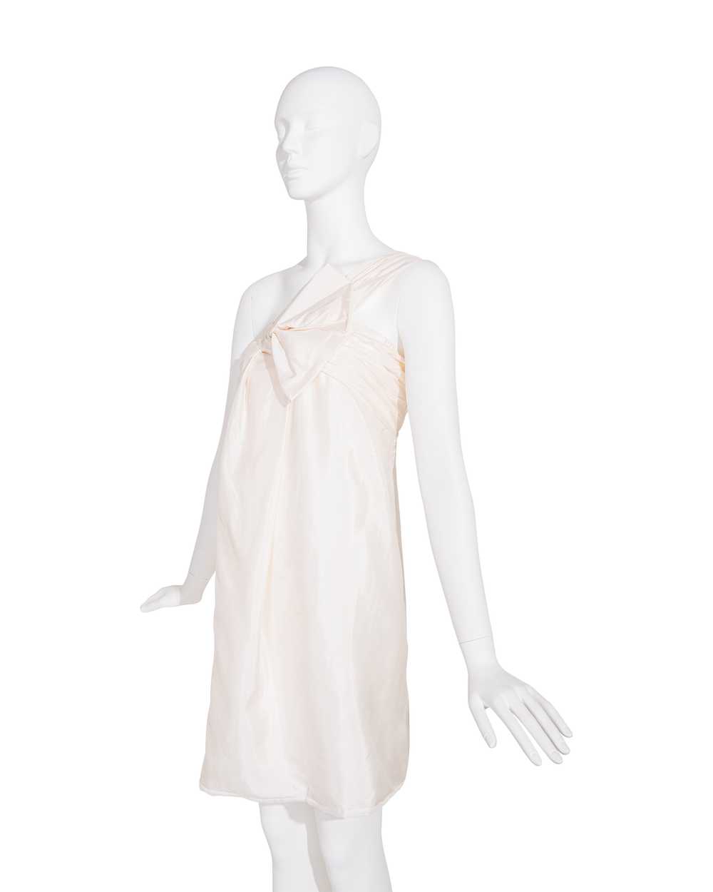 c. 2007 Ivory Asymmetrical Pleated Mini Dress - image 8