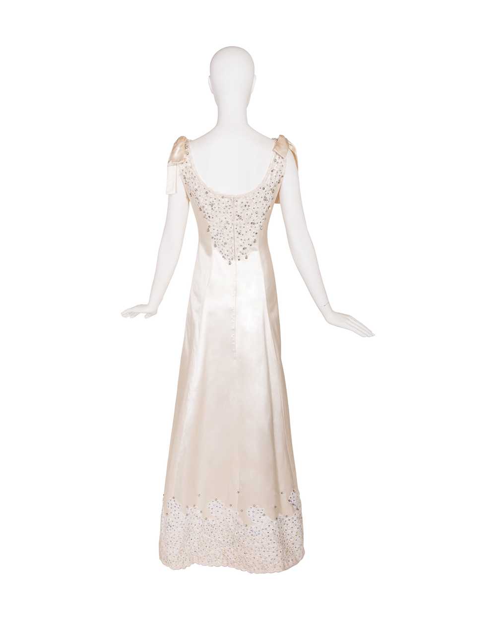 1960's Ecru Couture Embellished Lace Silk Bridal … - image 11