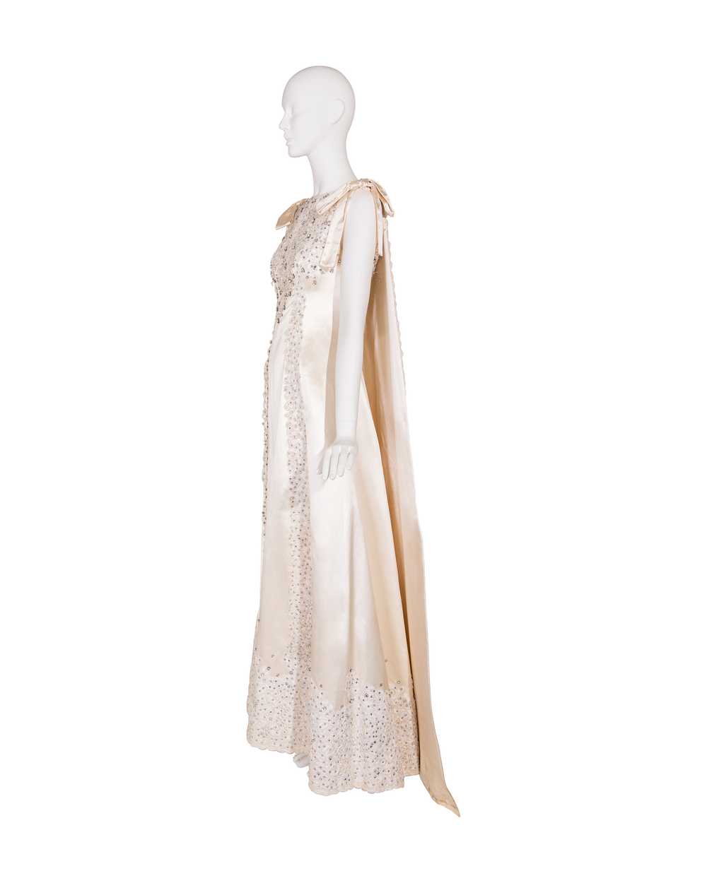 1960's Ecru Couture Embellished Lace Silk Bridal … - image 3