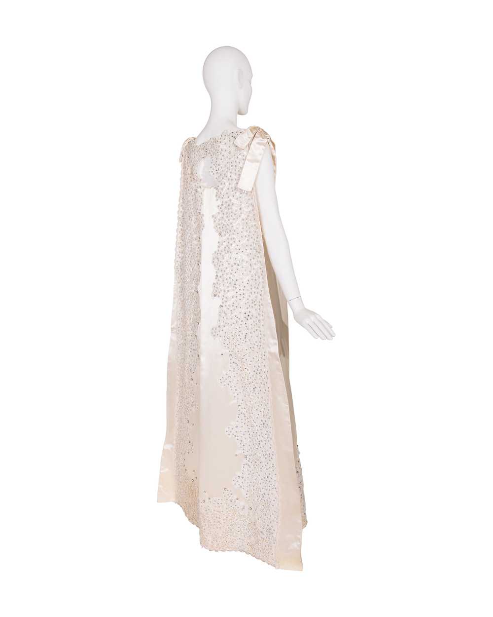 1960's Ecru Couture Embellished Lace Silk Bridal … - image 4